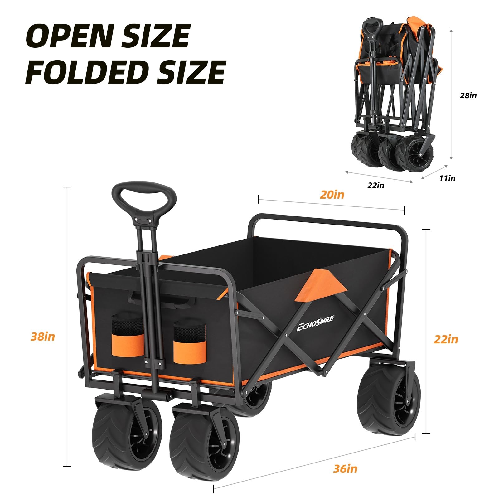 Heavy Duty 350 Lbs Capacity Collapsible Wagon, Outdoor Folding Camping Grocer... gallery