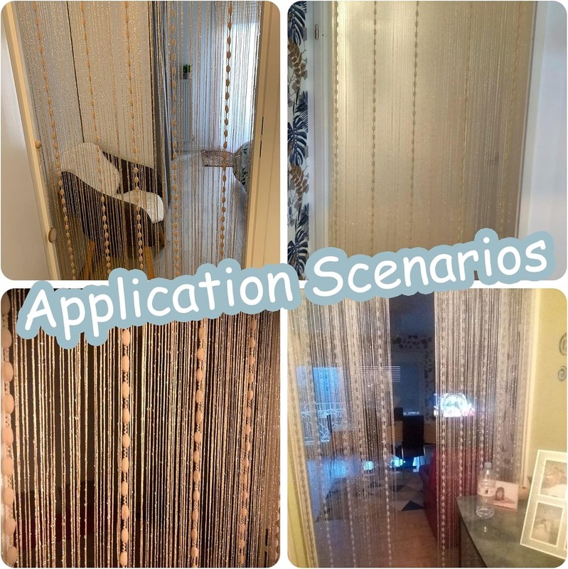 Door String 39x79 Inch Curtains Champagne Panel Soft Balls Romantic Glitter gallery