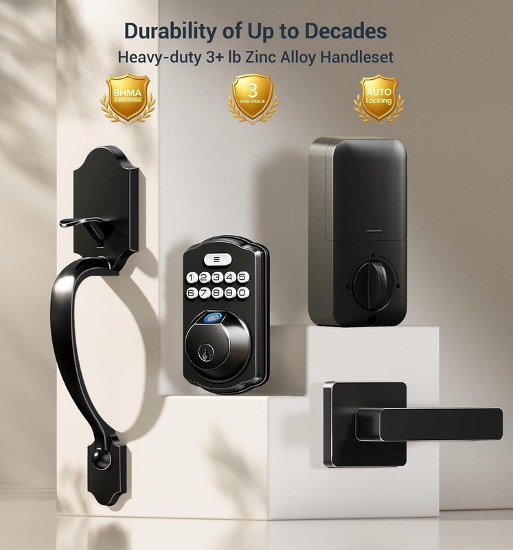 Fingerprint Door Lock Set, Keyless Entry Door Lock, Front Handle Set, Electro... gallery