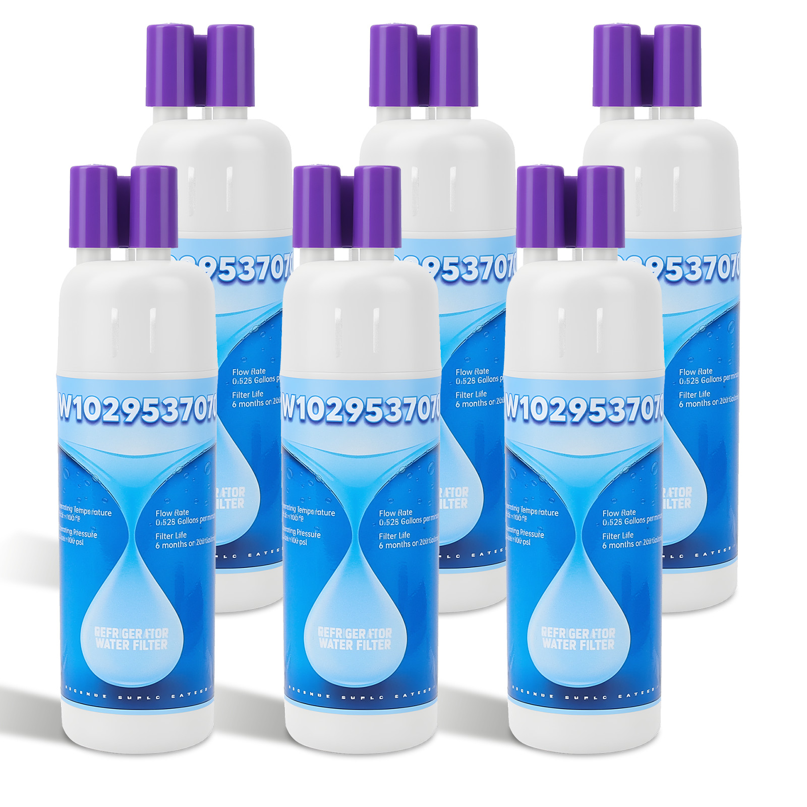 6Pack Replacement Refrigerator water filter 10295370A WHR1RXD1 KAD1RXD1 P8RFWB2L gallery