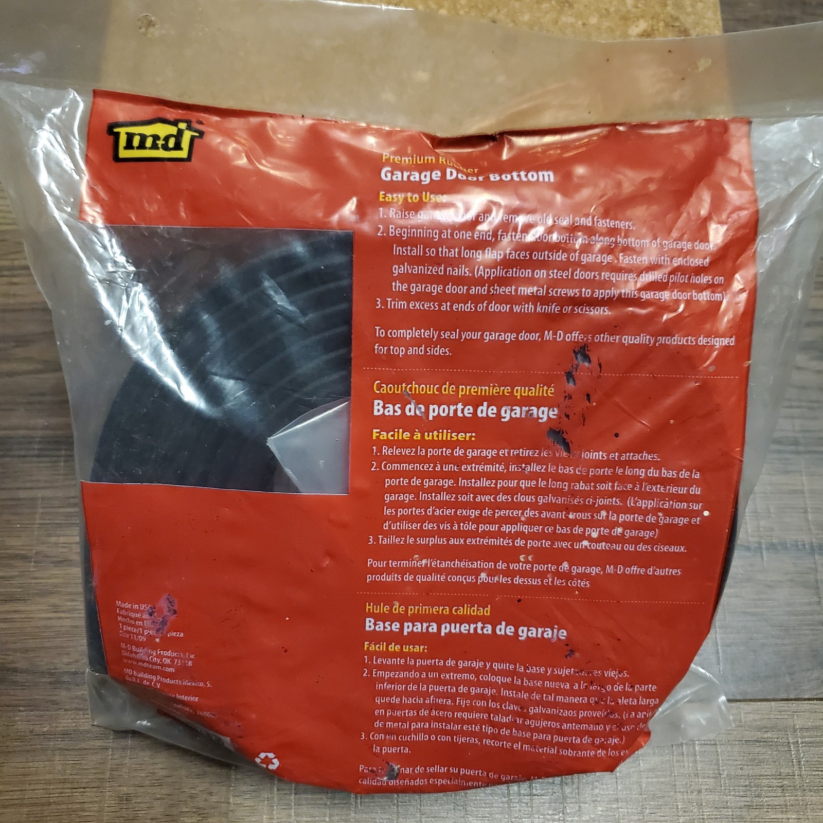 M-D 10' Vinyl Threshold Kit 50100 + 9' Premium Rubber Door Rubber Bottom 03723 gallery