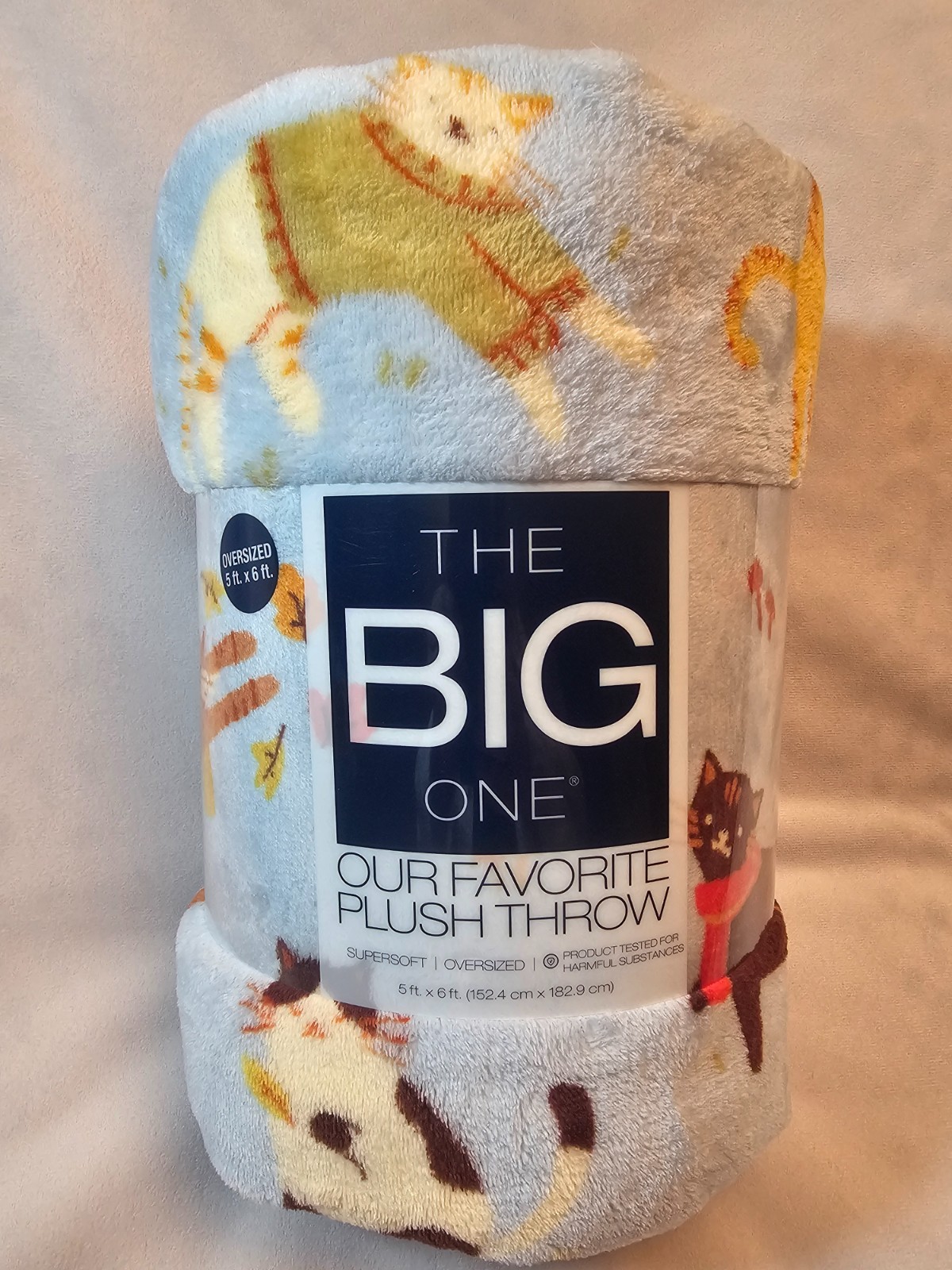 NEW - PLAYFUL CATS - KOHLS THE BIG ONE- PLUSH THROW BLANKET 5X6 FT gallery