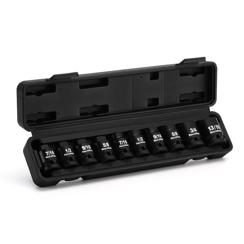 TecoTek 1/2" Drive Pipe Plug Socket Set, Square Drive Socket, 10-Piece, SAE, 4 gallery