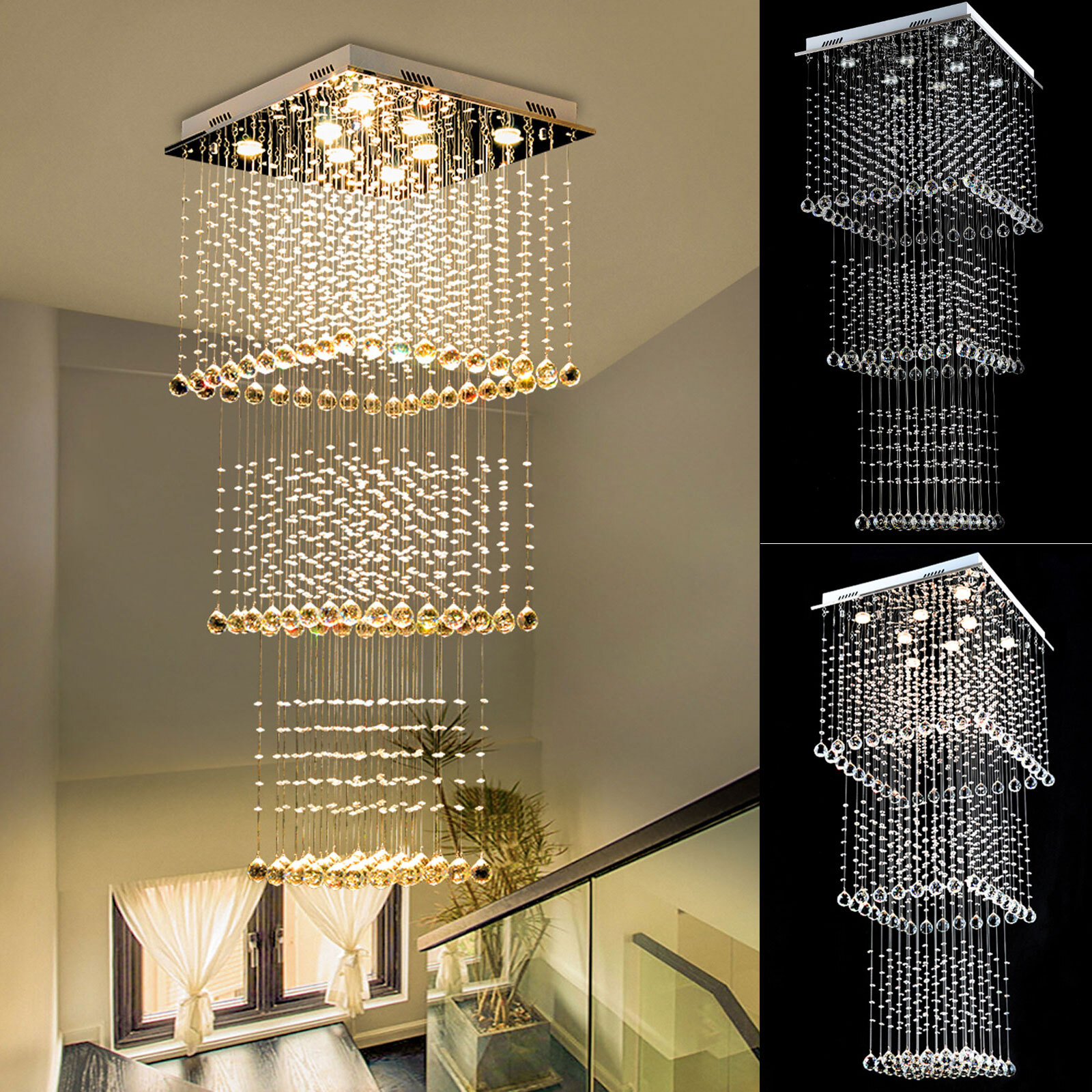 Modern Luxury K9 Crystal Chandelier LED Pendant Lamp Rain Drop Ceiling Light gallery