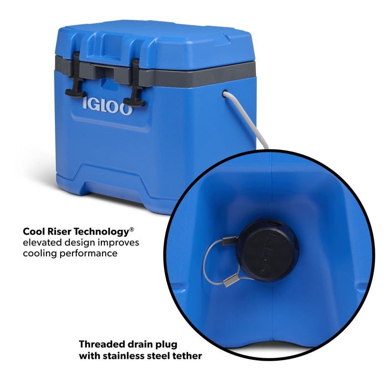 Igloo 25 QT Overland Ice Chest Cooler Blue Rugged Outdoor Camping PortableMarine gallery