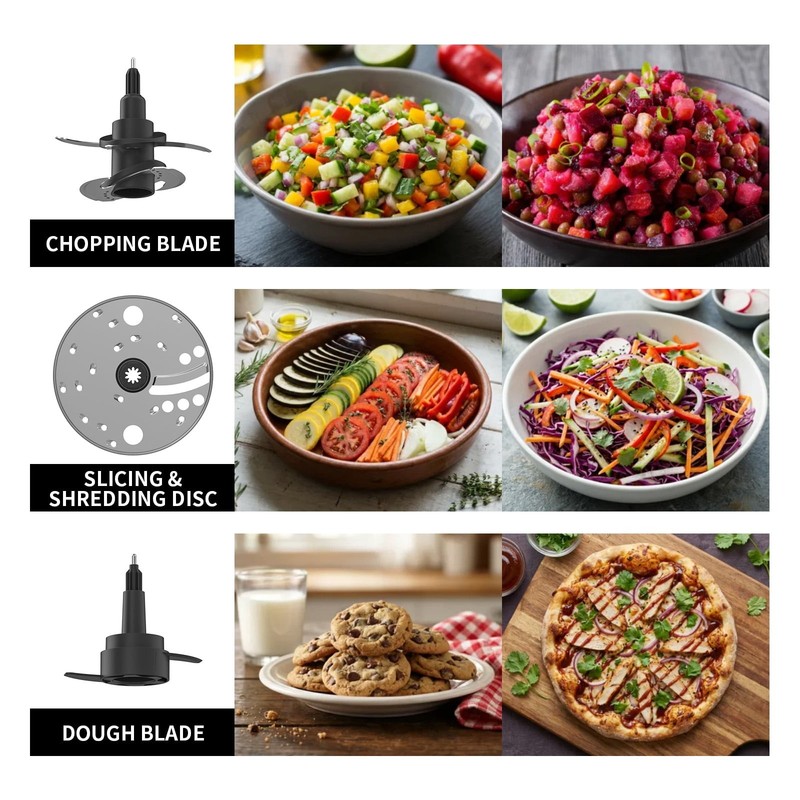 LINKChef Food Processor, 1000W All-Copper Motor, 9-Cup BPA-Free Bowl, 4 Presets, gallery