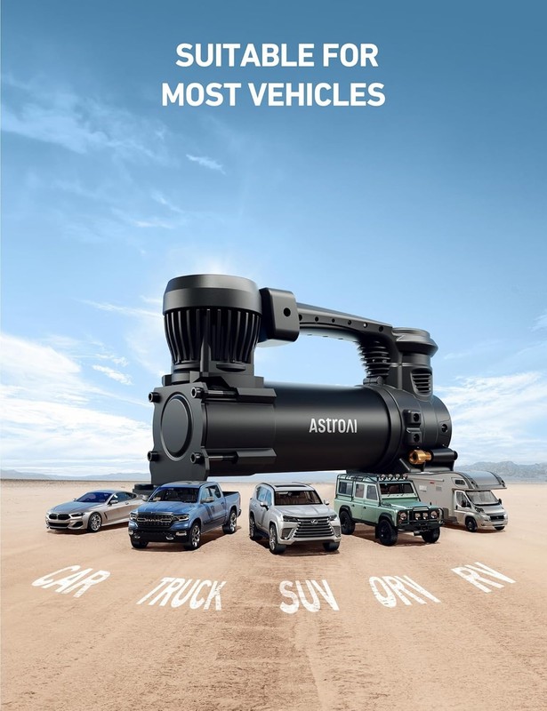 AstroAI T3 Heavy-Duty Air Compressor 12V Portable Offroad Air Compressor NEW gallery