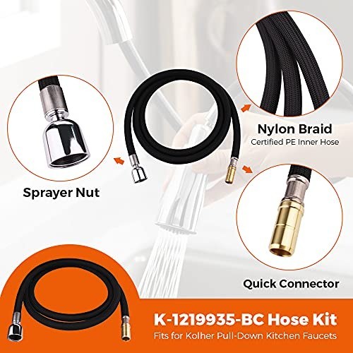67-Inch Chrome Hose Kit for Pull-Down Kitchen Faucet Replacement Part K-1304674 gallery