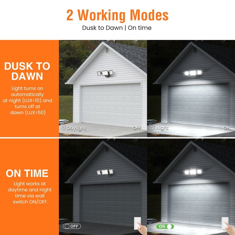 4000lm LED 3 Head Security Outdoor Light Dusk to Down 3CCT IP65 Sensor Lamp gallery