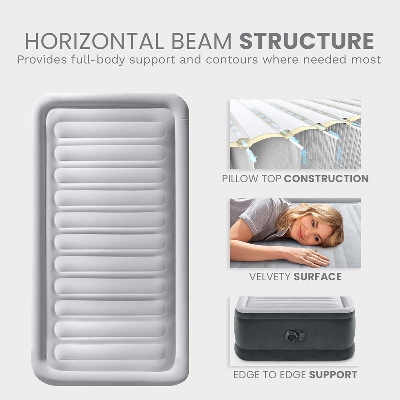 Intex 18" 64409ST Inflatable Elevated Premium Airbed with Built-In Pump, King gallery