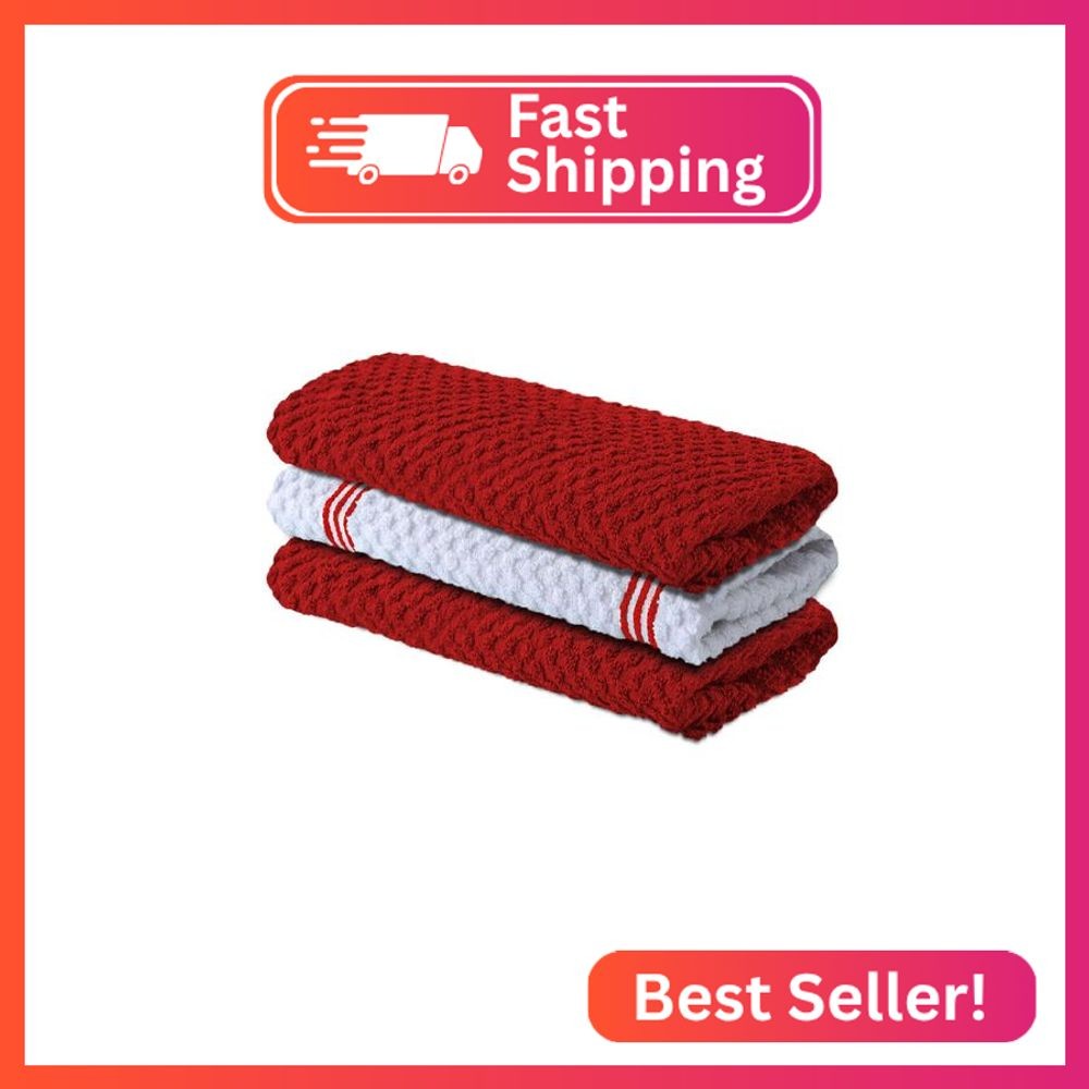 Infinitee Xclusives Premium Kitchen Towels – Pack of 3, 100% Cotton |15 x 25| In gallery