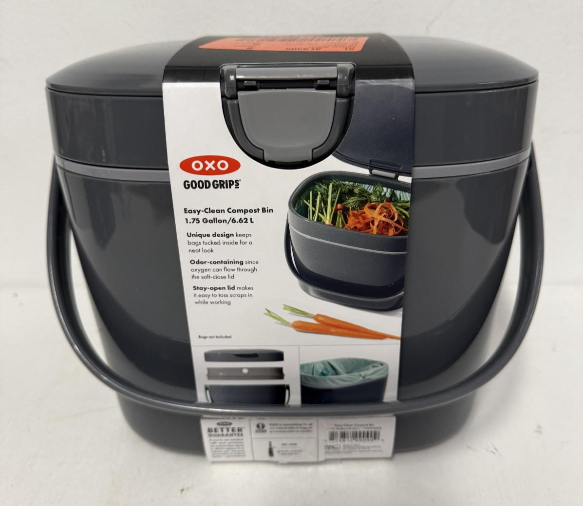 OXO Easy-Clean Compost Bin 1.75 Gallon Gray Kitchen Countertop - 13294600 gallery