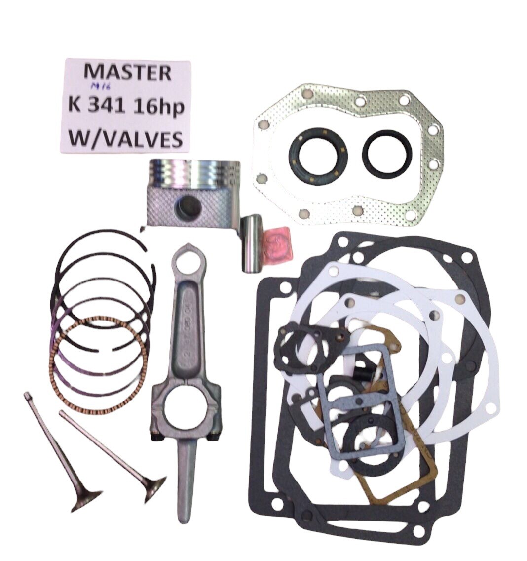ENGINE REBUILD MASTER KIT W/Valves FOR KOHLER K341 16HP M16 w/16hp rod not 12hp gallery