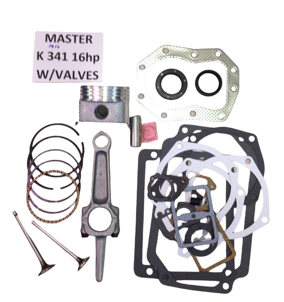 ENGINE REBUILD MASTER KIT W/Valves FOR KOHLER K341 16HP M16 w/16hp rod not 12hp
