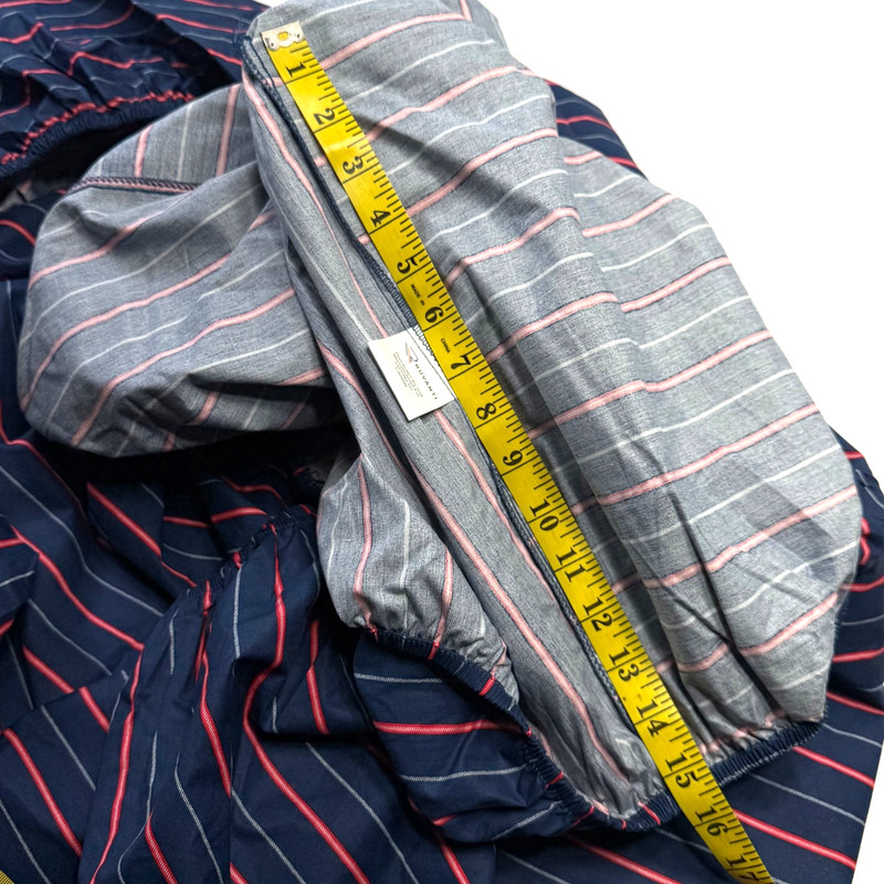 Ruvanti 100% Cotton Full Flat Fitted Deep Pockets Navy Red White Stripe gallery