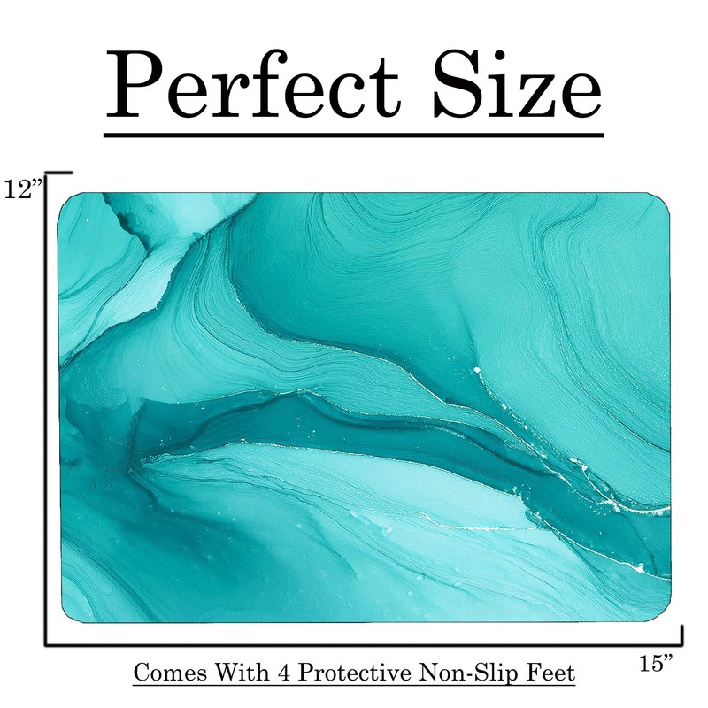 Aqua Blue Marble Kitchen Glass Cutting Board Ocean Decorative Gift Marbled Gr... gallery