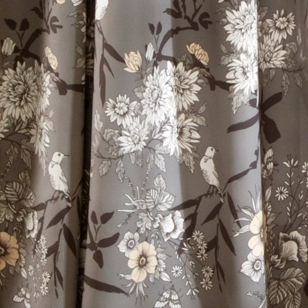 2pk 52"x108" Light Filtering Botanical Garden Curtain Panels Gray - Lush Décor gallery