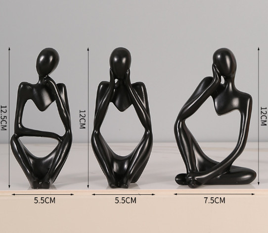 Mini abstract character ornaments for home decor, resin crafts, 3-piece set gallery
