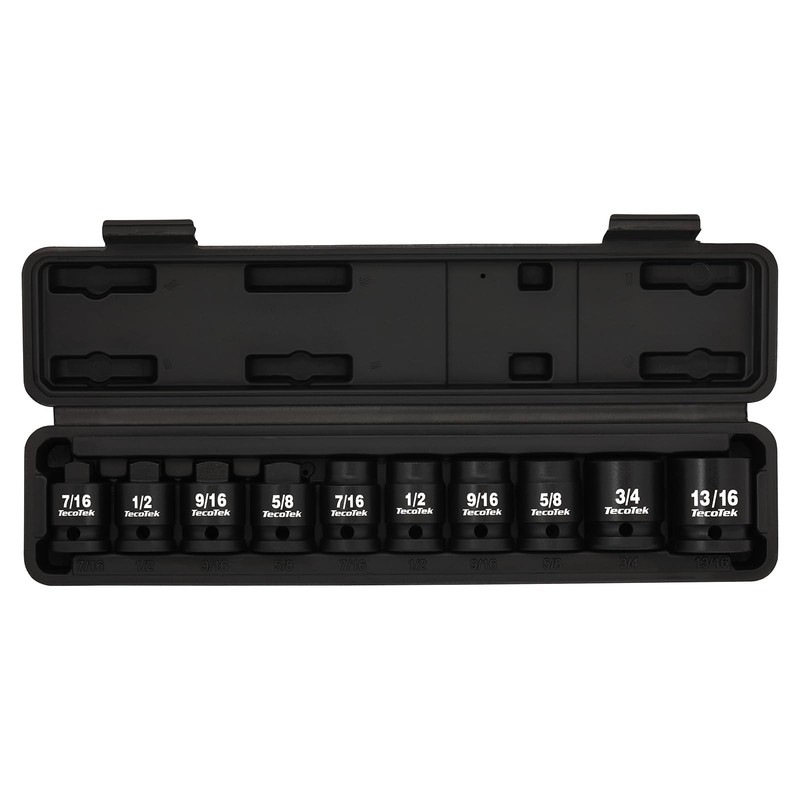TecoTek 1/2" Drive Pipe Plug Socket Set, Square Drive Socket, 10-Piece, SAE, 4 gallery