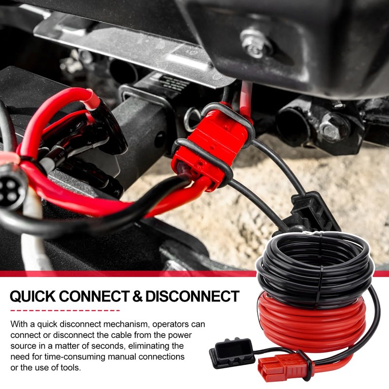 24FT Quick Disconnect Winch Power Cable, 6 AWG 6 Gauge Wiring For Winch Trailer gallery