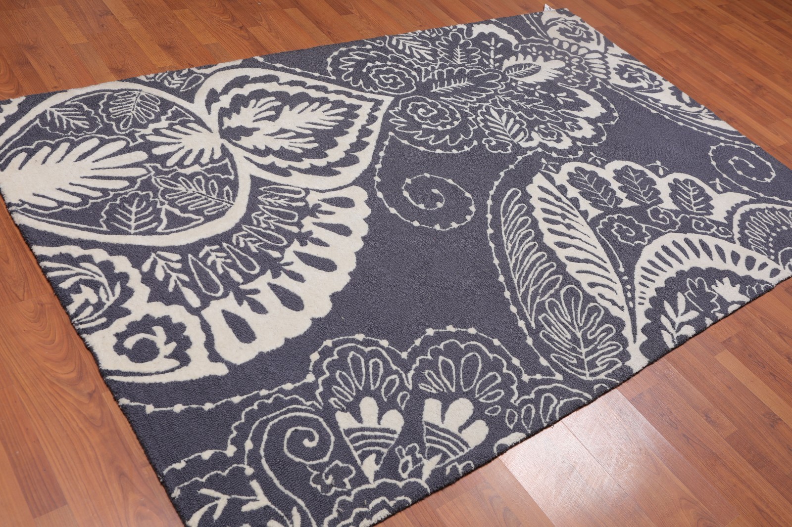 5' x 8' Handmade Loop & cut pile 100% Wool Traditional Oriental Area rug Ivory gallery