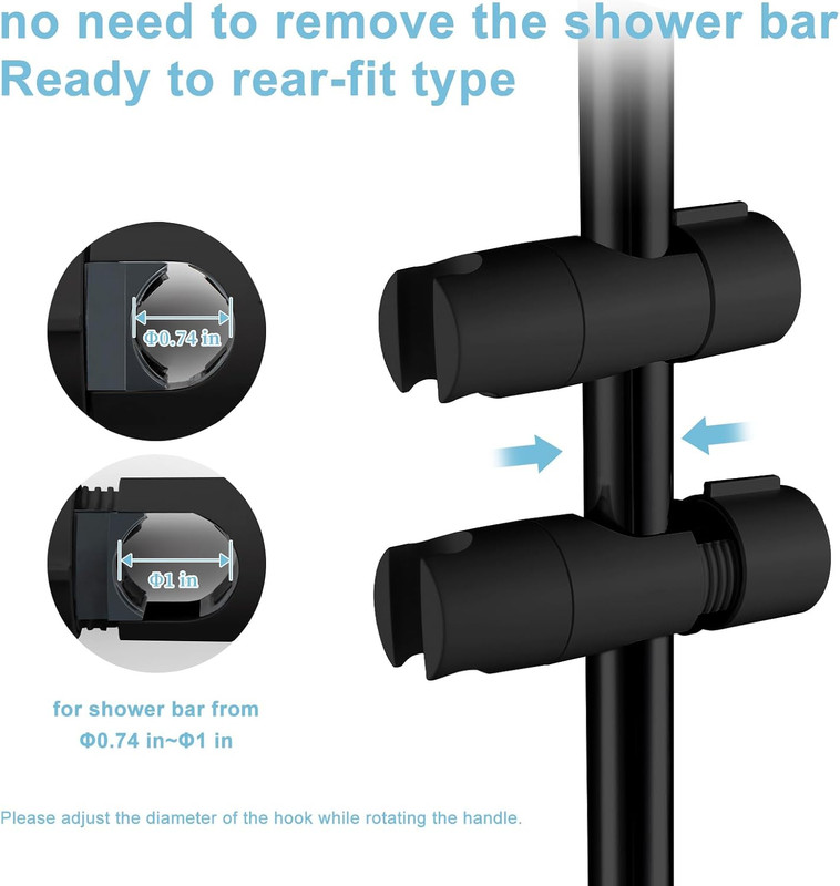 Shower Head Holder for Slide Bar Adjustable 0.75-1.00 In(19-25Mm) O.D, Adjustabl gallery