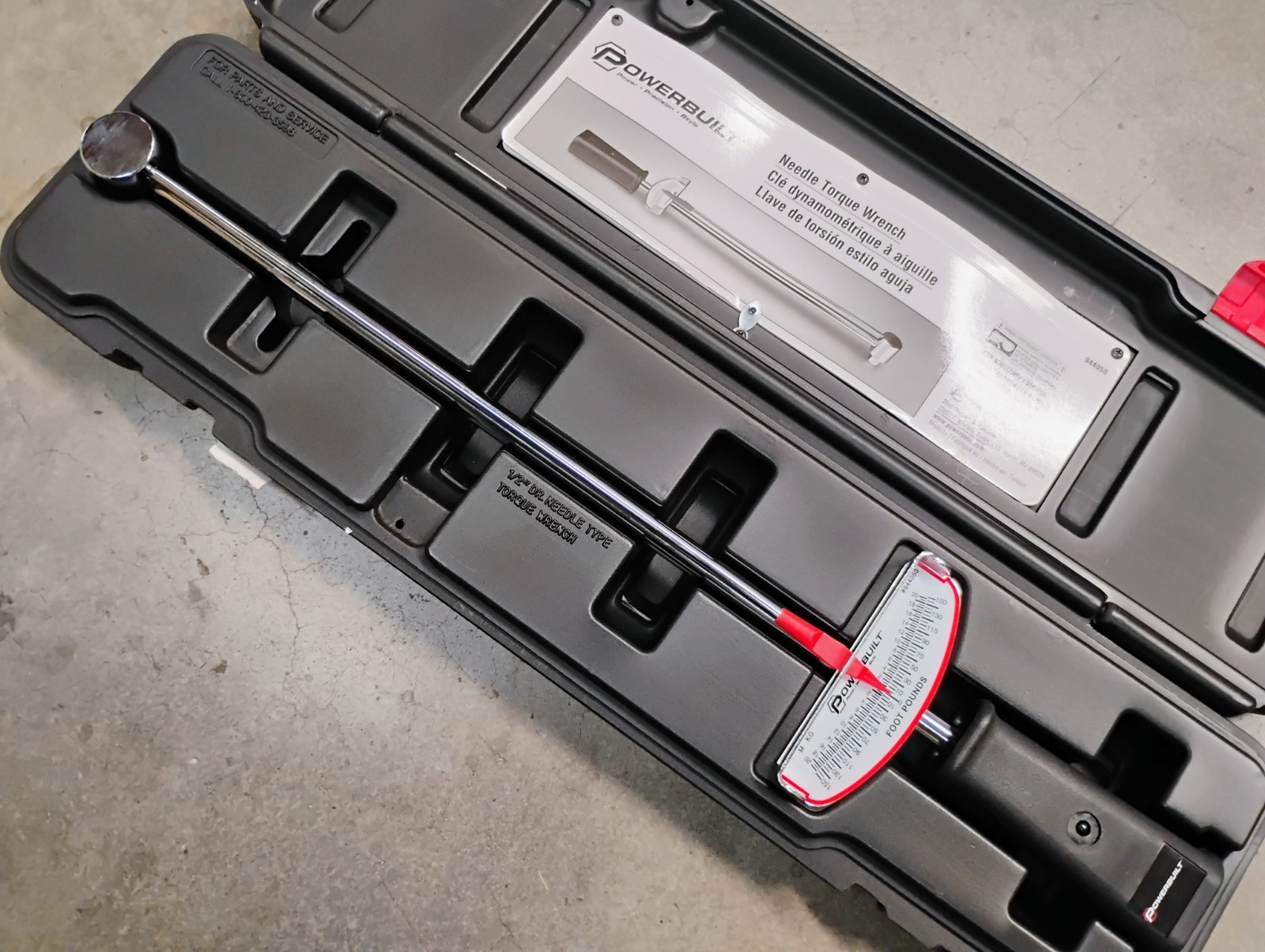 Powerbuilt 1/2-Inch Drive Needle Torque Wrench 0-140 Ft. Lbs w Storage Case EXC gallery