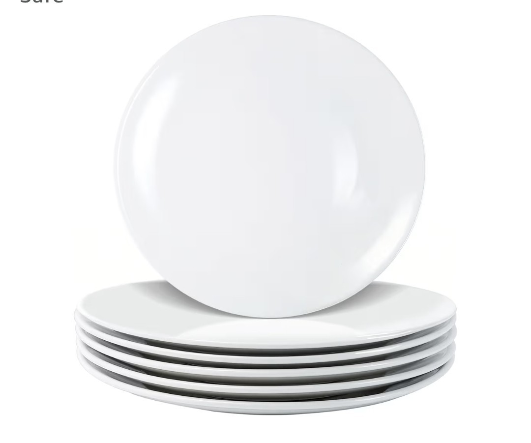 6 Piece Porcelain Dinner Plates, 10 Inch Ceramic Salad Plates, Round... gallery