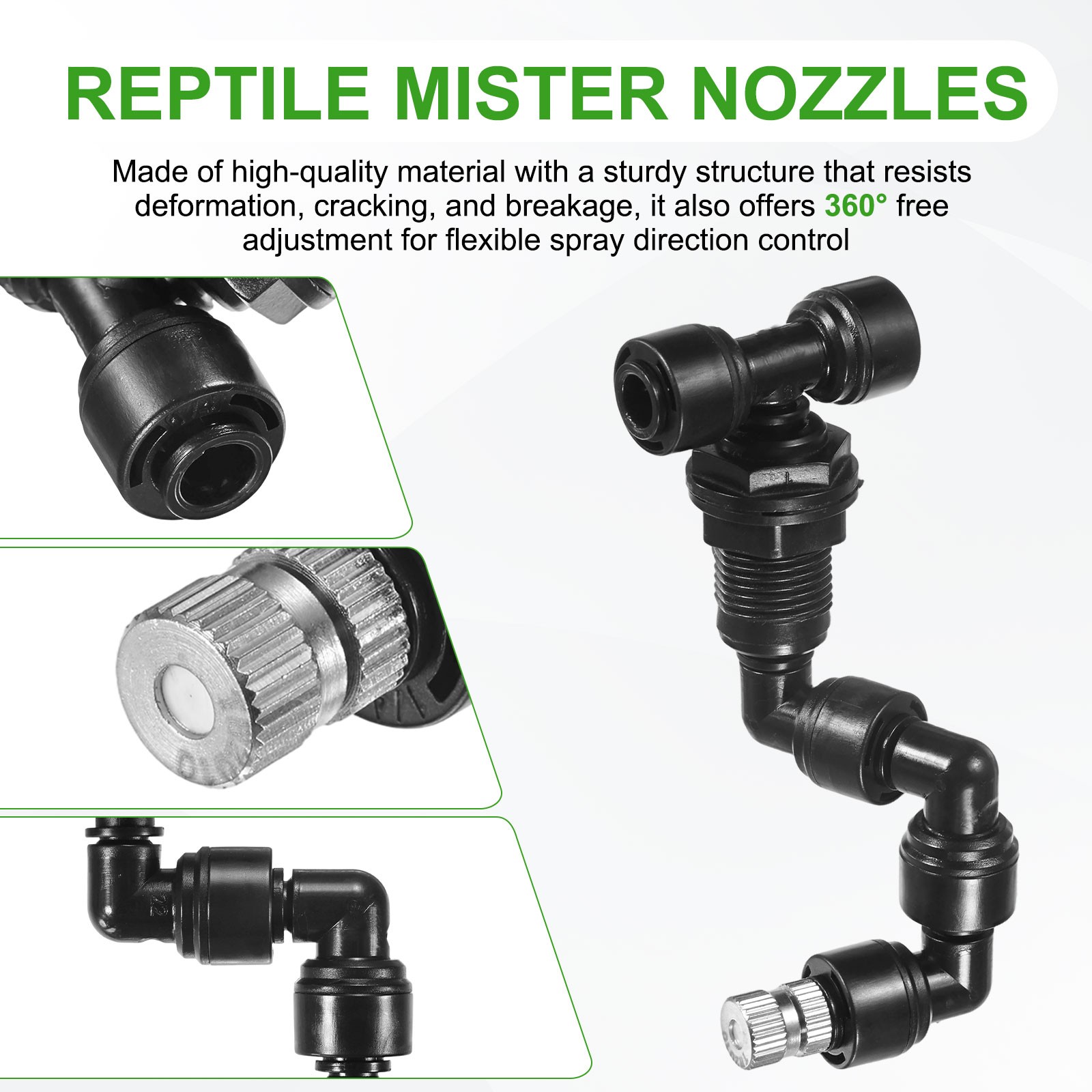 1/4" Copper Reptile Misting Spray Nozzles with Plug [Black, 0.2mm Pore] gallery