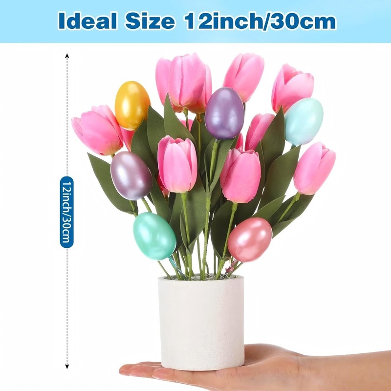 Easter Decoration Artificial Easter Tulip and Egg in Pot 12" Tall Potted Spri... gallery