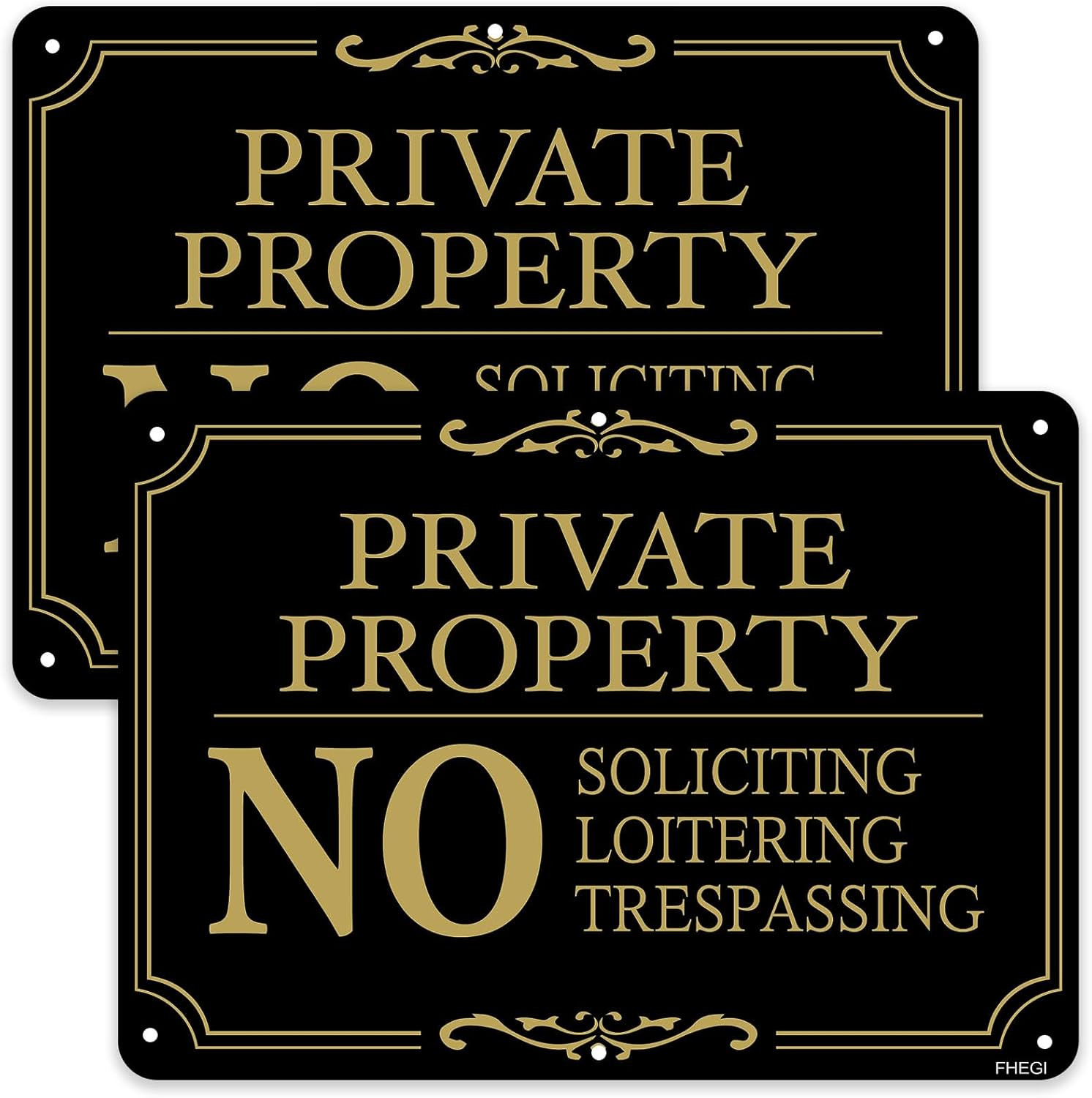 Private Property Warning Signs 2 Pack No Trespassing No Soliciting Signs Black gallery