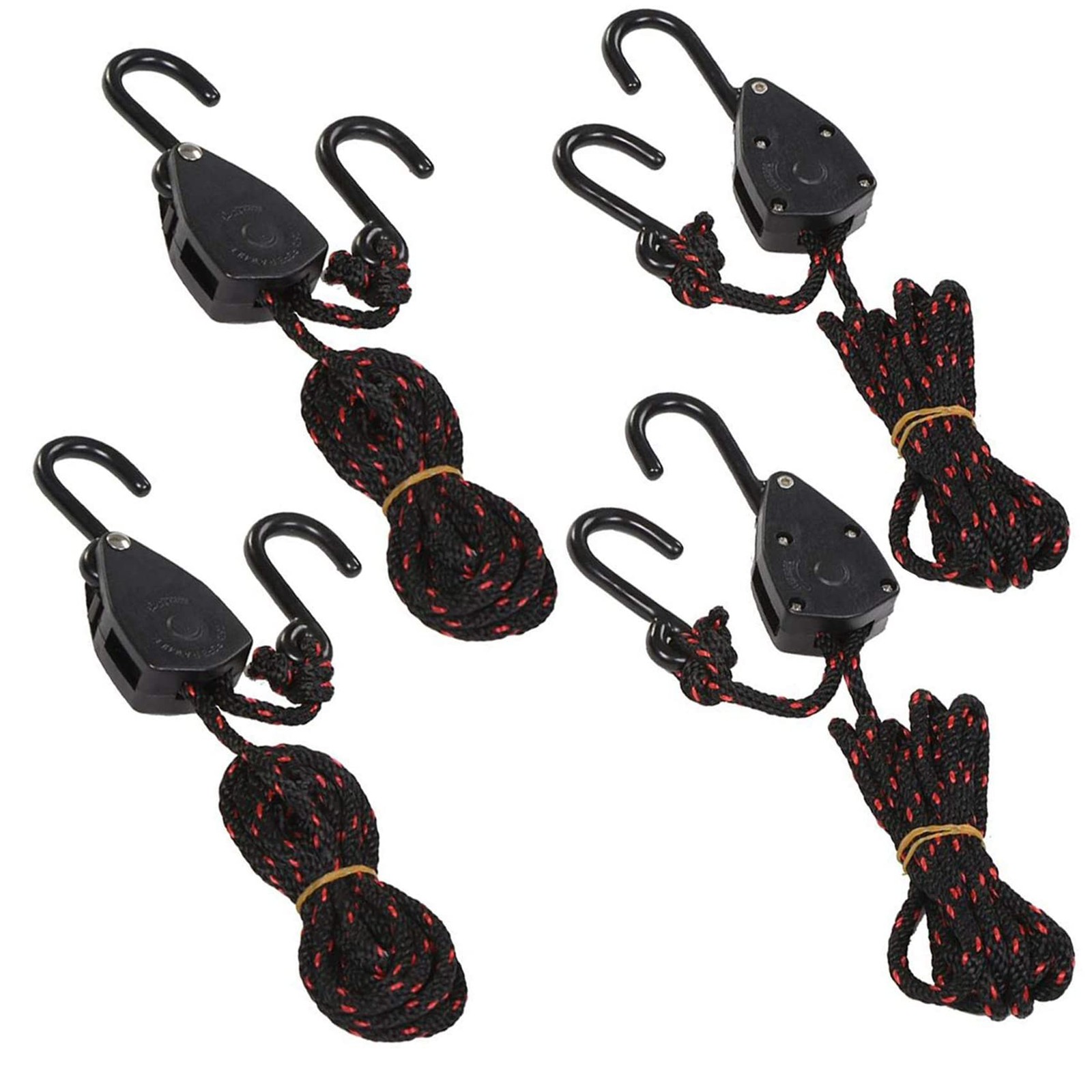 4 Pack 1/8 Inch 8Ft Adjustable Rope Hanger Ratchet Kayak Canoe Tie Down Straps gallery