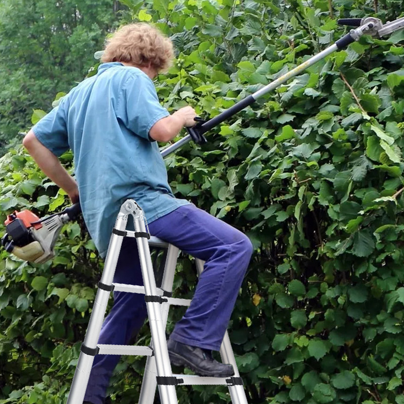 12.5Ft-16.5Ft Telescoping Folding Ladder Aluminum Extension Max Capacity 330 lbs gallery