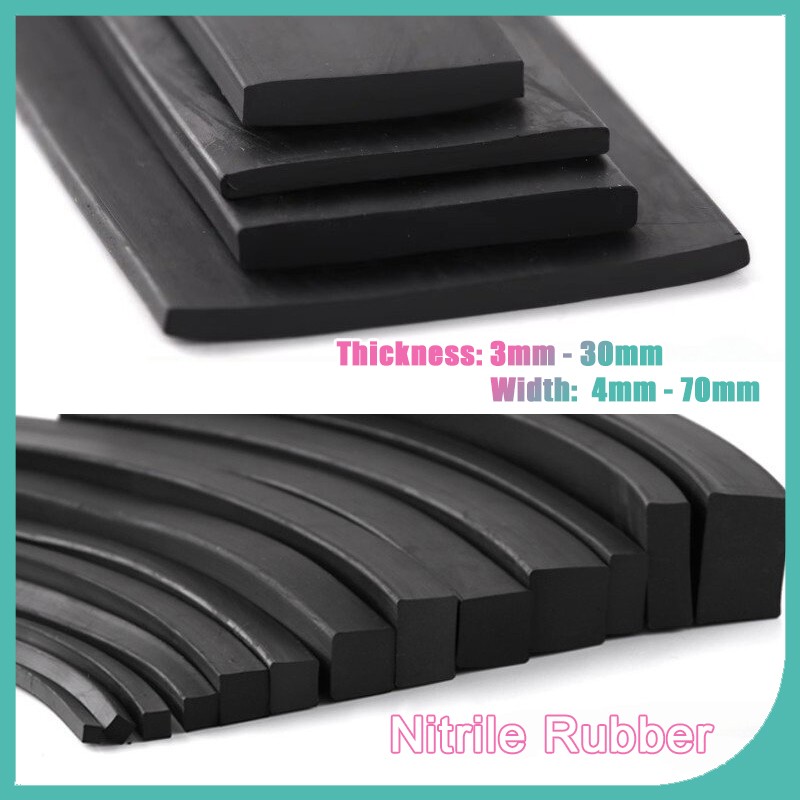 Solid Nitrile Rubber Sealing Strips Square Strips waterproof Wide 4mm-70mm Black