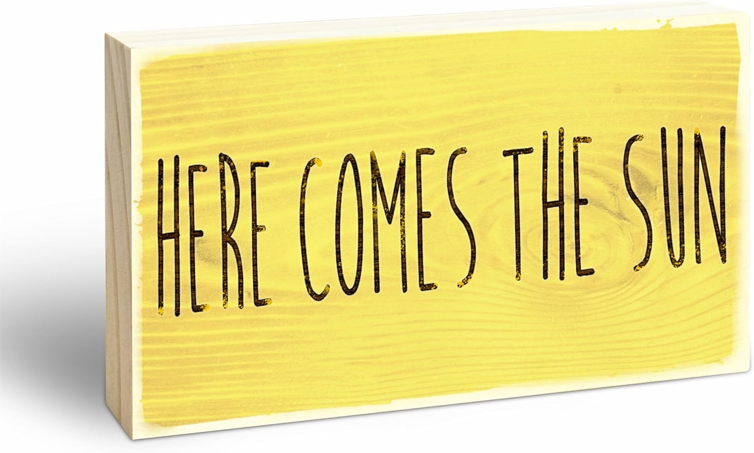 Rustic Wooden Block Sign - Here Comes the Sun - 3"X5" Pine Wood Plaque, Home & O gallery