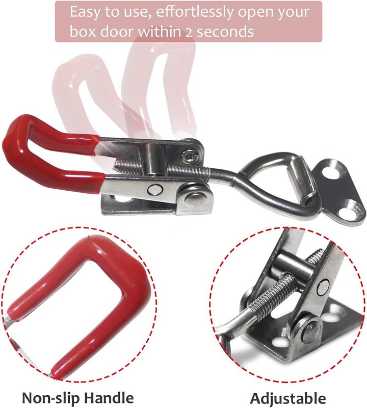 2Pcs Heavy Duty Steel Toggle Latch Catches Adjustable Lock Clamp For Boxes Case gallery