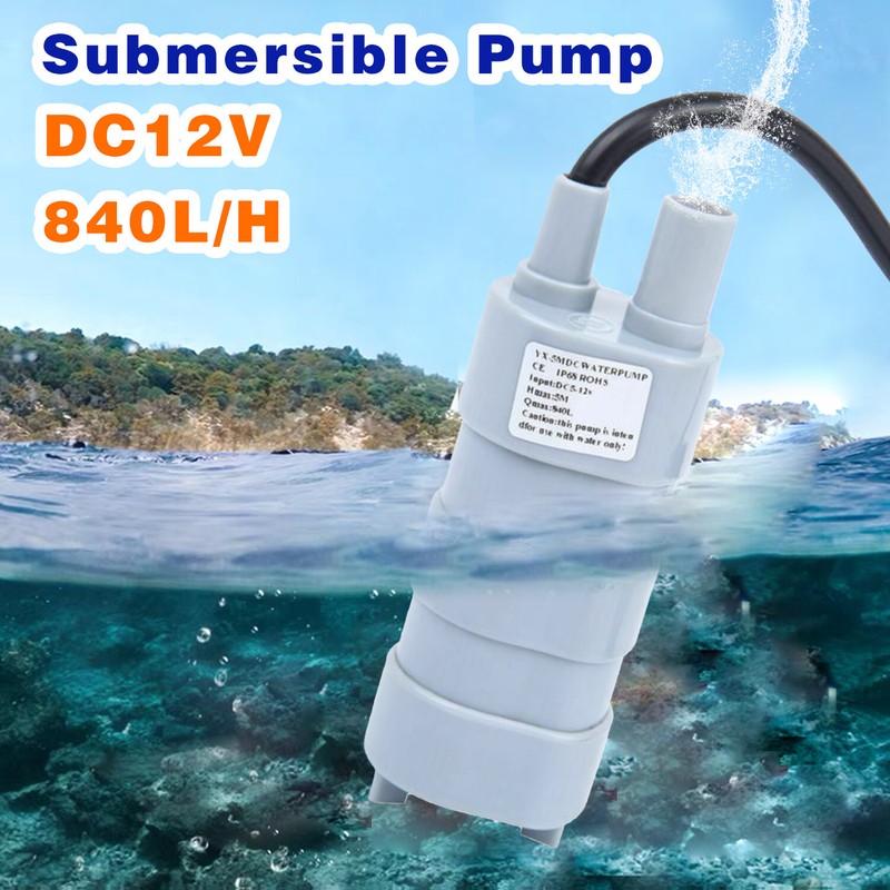 12V DC Submersible Pump Washing Pump Under Water Pump Bath Pump 840L/H 5M 1.8A gallery