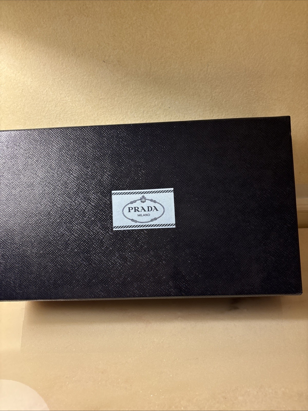 New Prada Large Box Gift Storage Logo Paper Rare Black 14” X 8. 1/2 “ X 3. 1/4” gallery