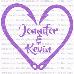 Custom Fish Hook Heart Personalized with Couple’s Names Vinyl Decal Sticker