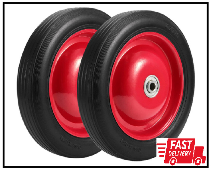 10-Inch Flat Free Solid Rubber Tires 2 PCS Garden Cart Wheels 265 lbs Capacity gallery
