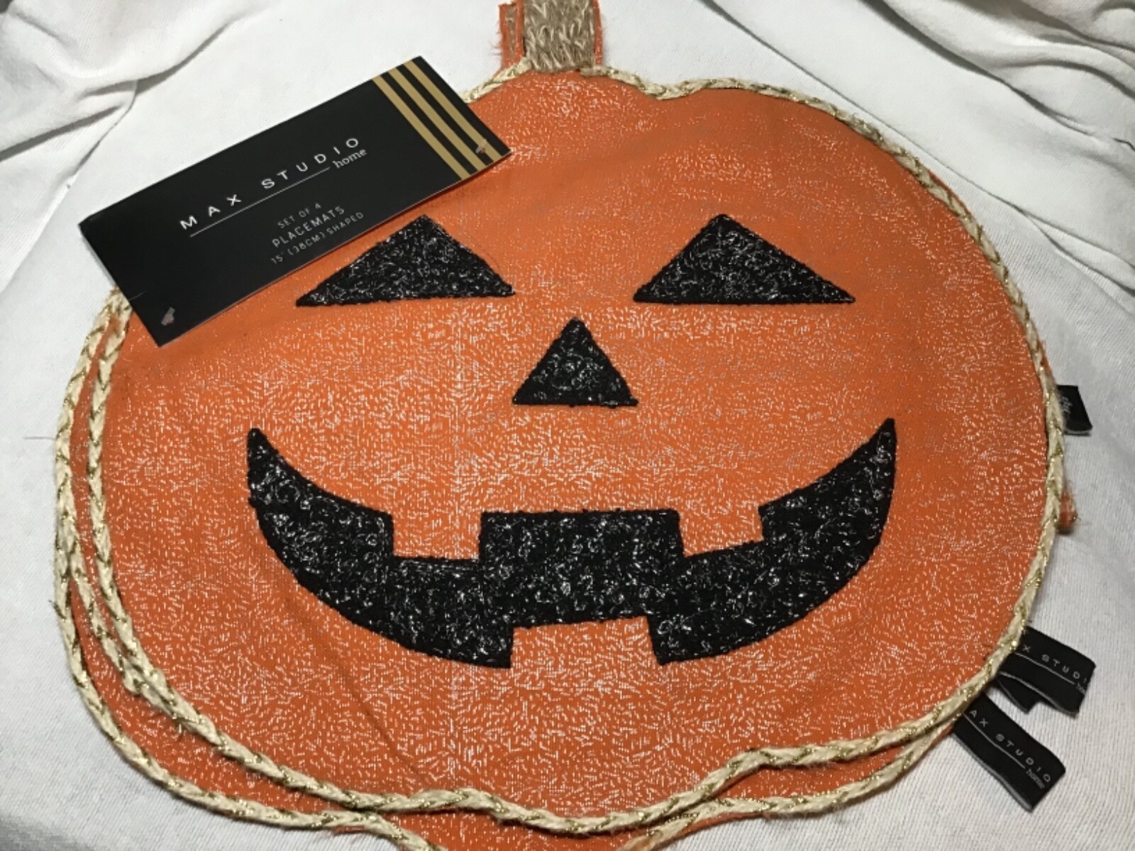 Max Studio Halloween PlacematS JACK O LANTERN ORANGE 100% COTTON NIP gallery