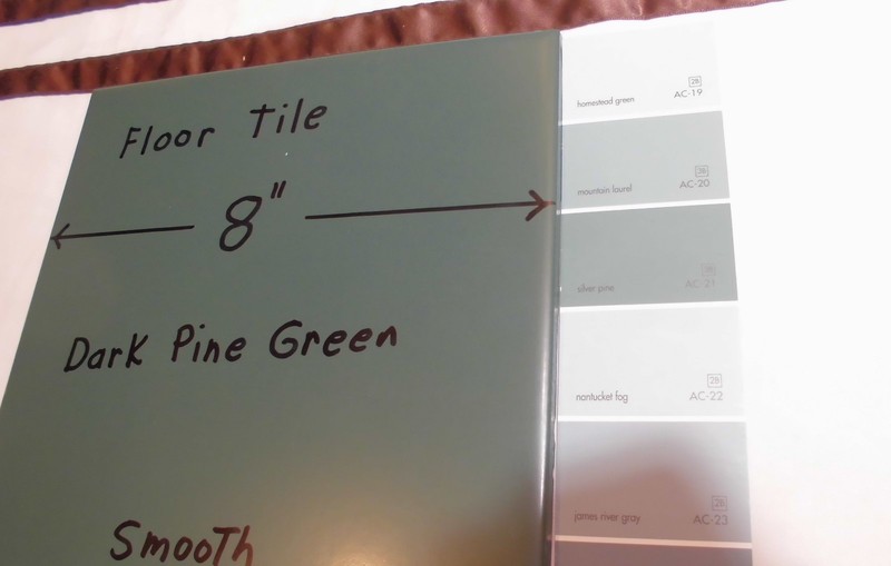 1 pc. Dark Pine Green: Ceramic Floor Tile, 8" Smooth Matte Surface, 7-13/16" Sq gallery