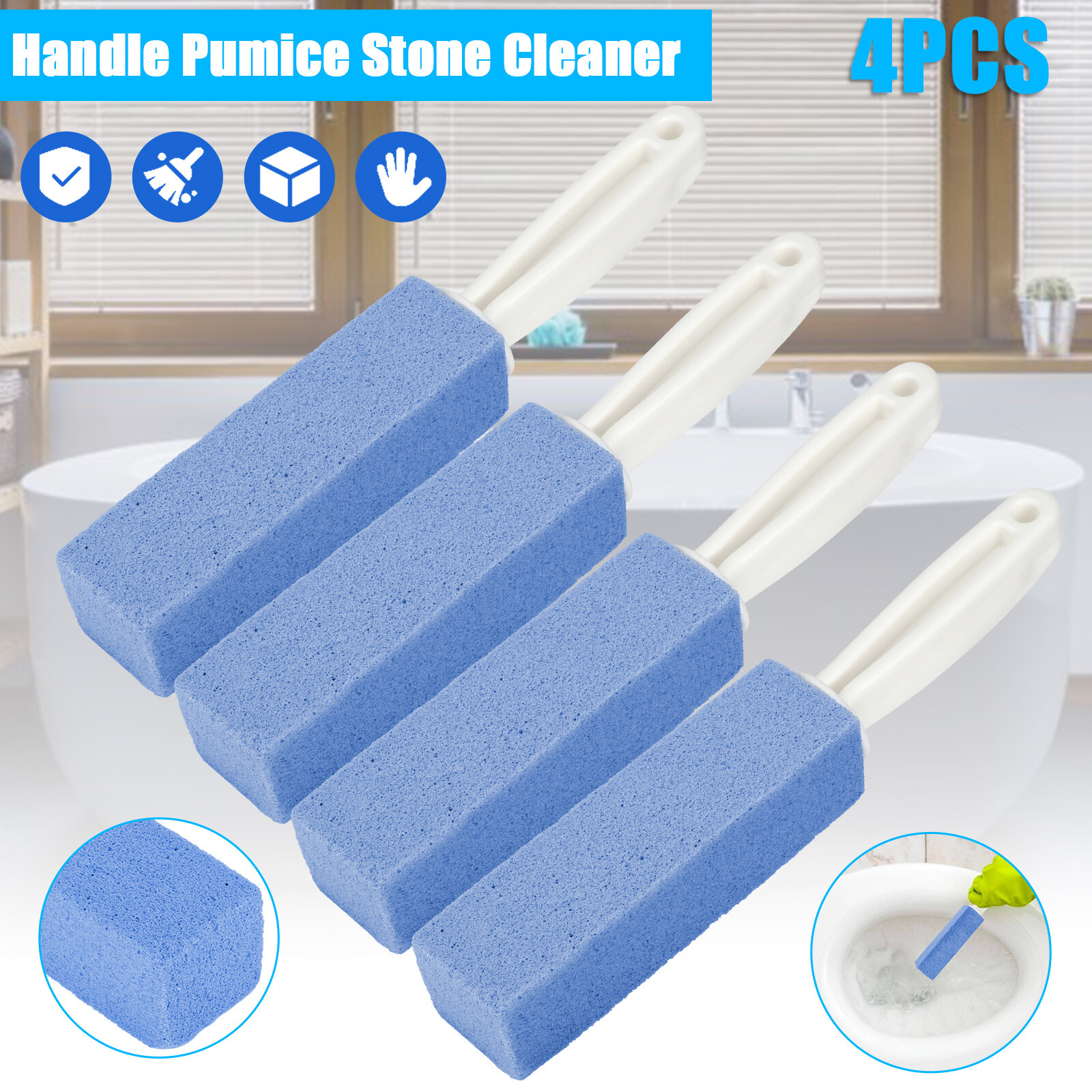 4X Heavy Duty Handle Pumice Stone Cleaner for Toilet Bathroom Hard Stain Remover gallery