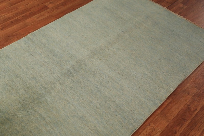Green Modern Wool Accent Rug 4x6 Solid Hand-knotted Contemporary Pakistani Rug gallery