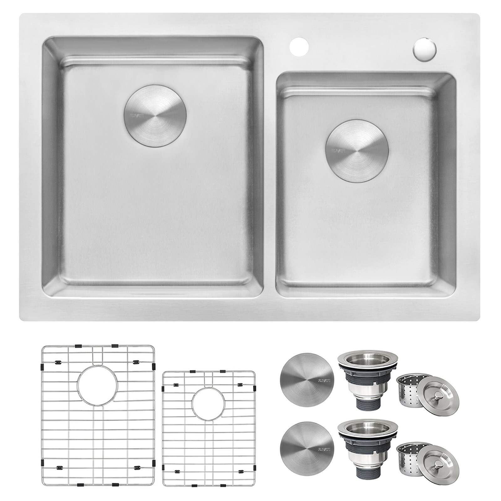 Ruvati 33x22" Drop-in Topmount 16g Double Bowl Kitchen Sink- RVM5166 (136237) gallery