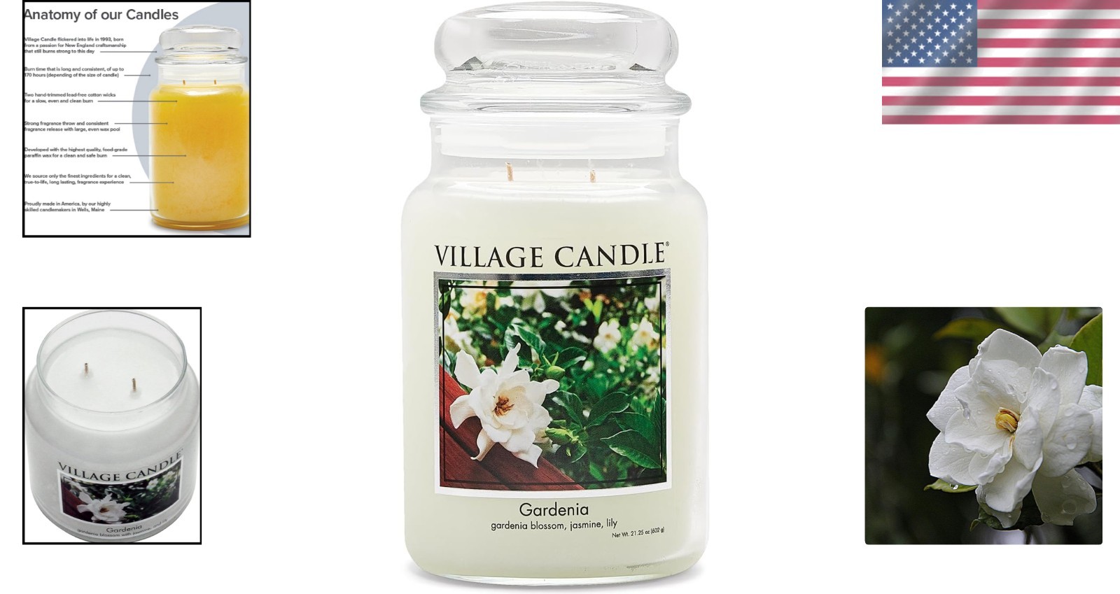 Long-Lasting Gardenia Scented Candle in Decorative Glass - Indoor & Outdoor Use gallery