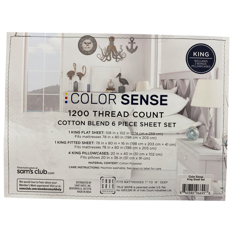 Color Sense 1200 Thread Count Cotton Blend 6-Piece Sheet Set, King gallery