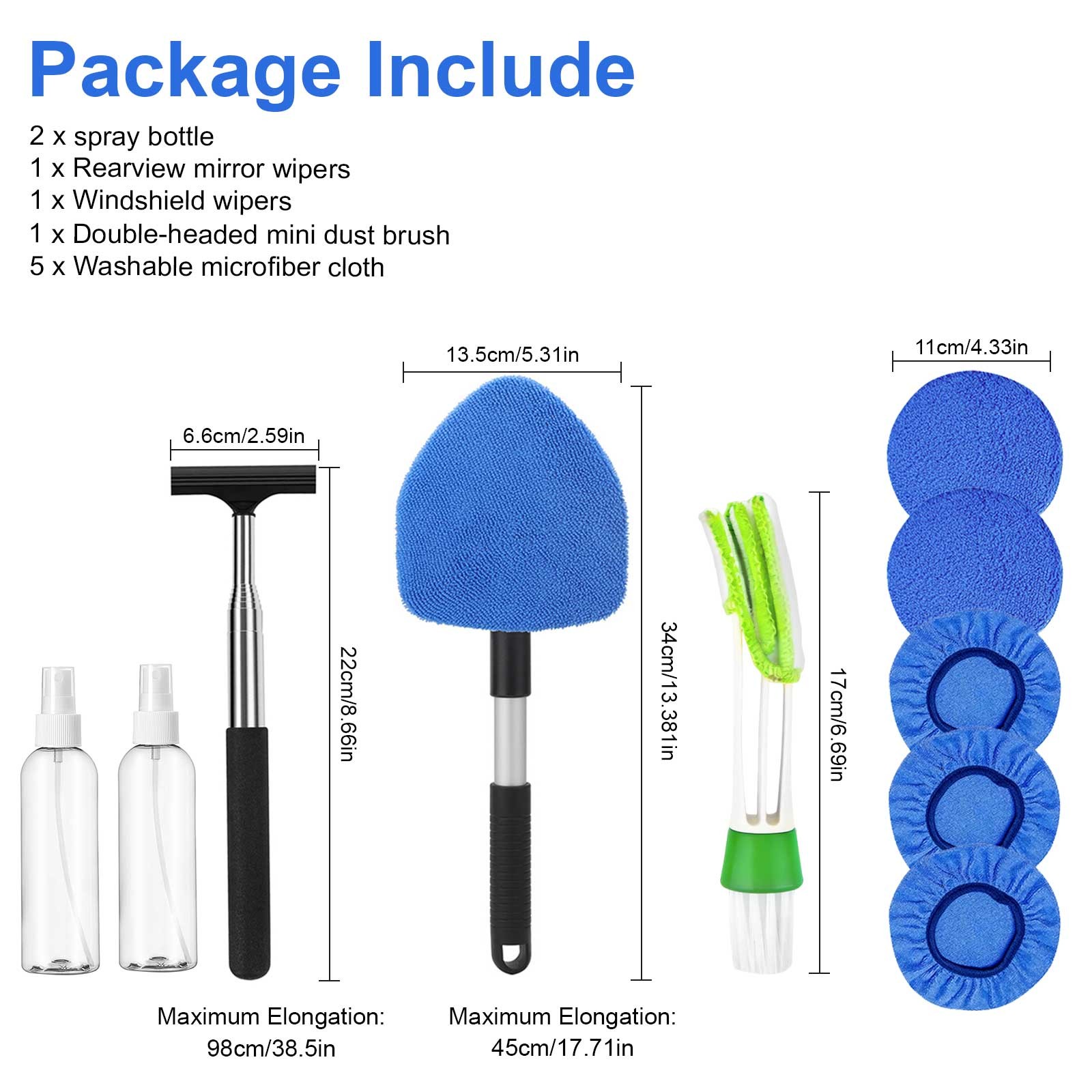 Windshield Cleaning Kit 180° Swivel Window Glass Wiper Cleaner Brush w/ Squeegee gallery