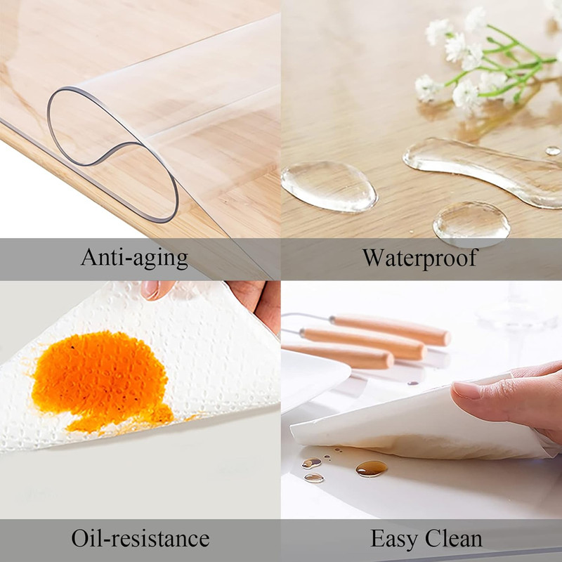 Clear Oval Table Cover Protector 60 X 90 Inches Oval Shape Plastic Transparent C gallery