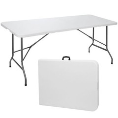 Rectangular Plastic 6 Ft Folding Table Dining Picnic Camp W/Handle 220lbs White